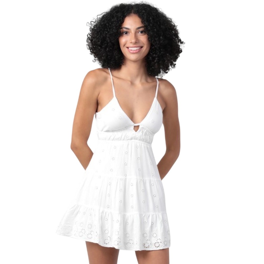 Angie White Eyelet Tiered Sundress Spaghetti Strap Medium - Picture 2 of 10